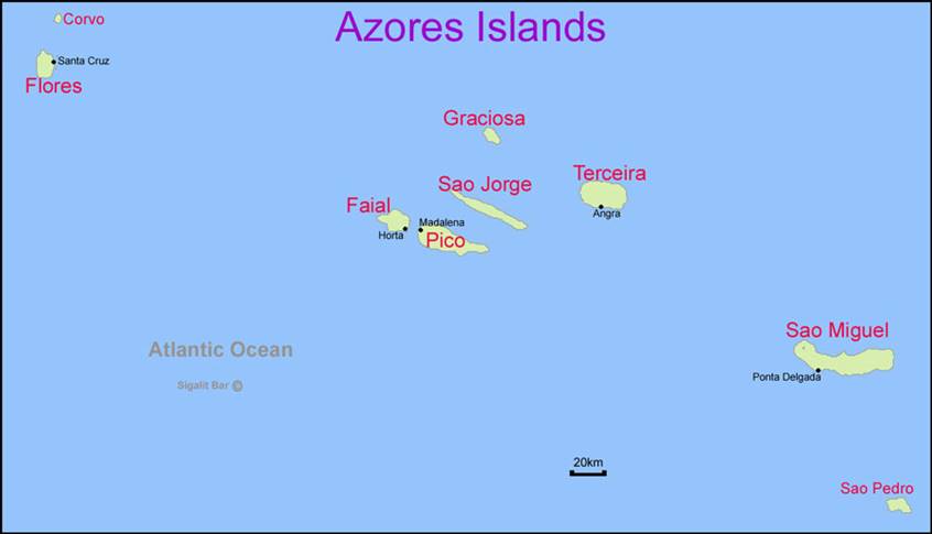 מפת האיים האזוריים