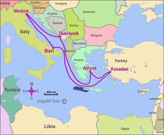 מסלול קרוז במזרח הים התיכון