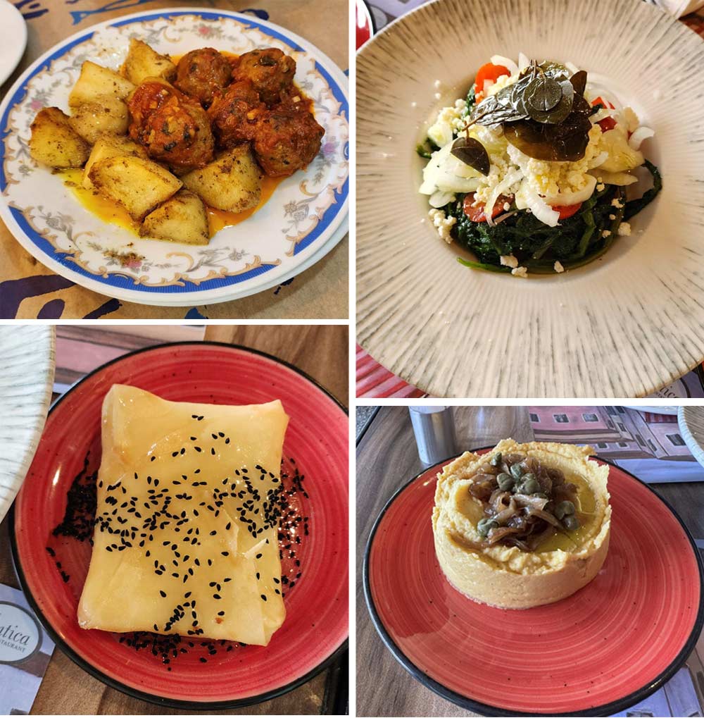 מנות אוכל במסעדת אנטיקה