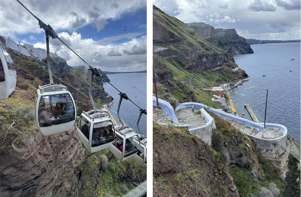 המדרגות והרכבל בסנטוריני