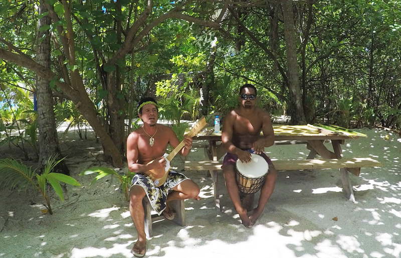 singing and drumming while dining