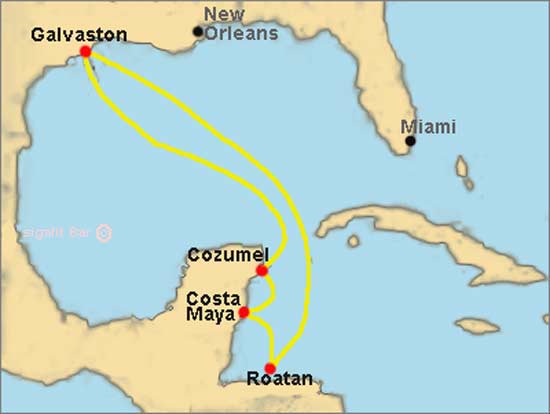 מפת קרוז ג'ובילי בקריביים