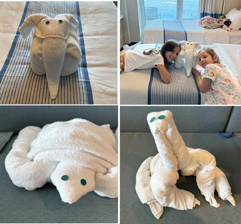 קיפולי מגבות על המיטה בחדר