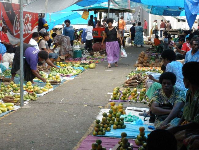 A market in the town of Lautoka in Fiji