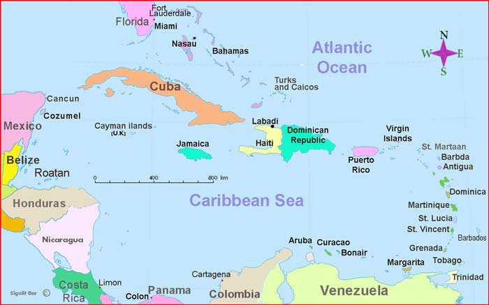Map of the Caribbean